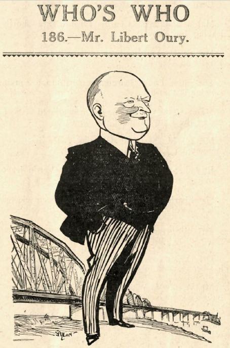 Cartoon of Lilbert Oury from The Oury Archive